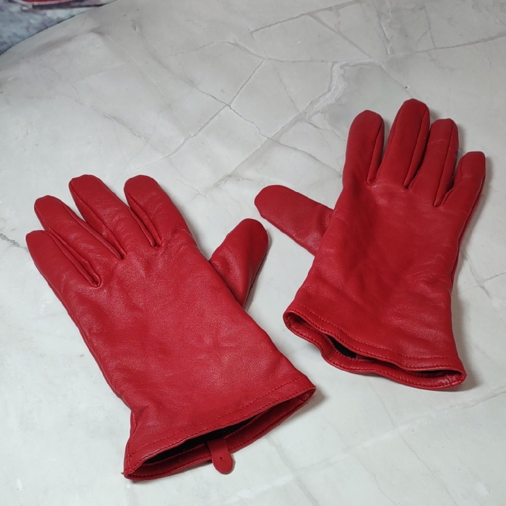 Elegant Red Leather Gloves
